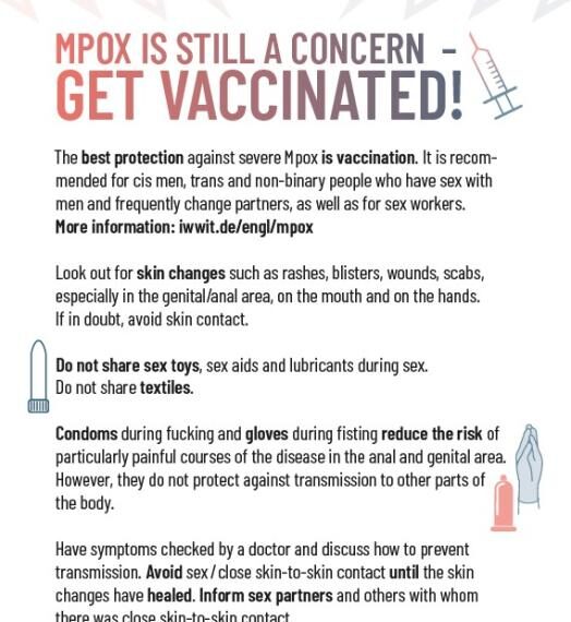 Preview of the IWWIT flyer “mpox is still relevant - Get vaccinated”