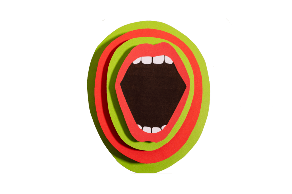 Abstrakte Illustration eines geöffneten Mundes zum Thema HIV und Oralsex