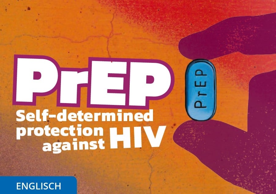 Cover des englischen PrEP-Flyers „Self-determined protection against HIV“