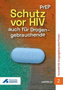 Cover des PrEP-Faltflyers „Schutz vor HIV auch für Drogengebrauchende“