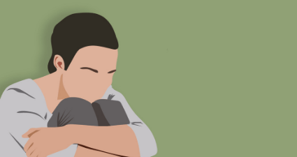 Illustration of a person turning inwards - symbolising emotional withdrawal through shame